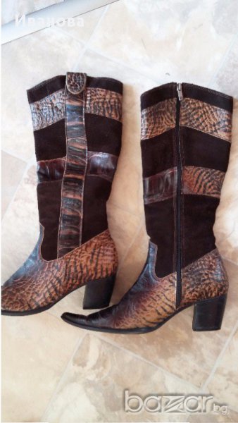 Естествена кожа и велур ботуши.НАМАЛЕНИ, снимка 1