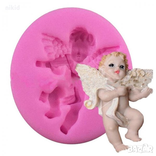 Ангел с цигулка силиконов молд форма кръщене пита украса декорация фондан шоколад торта, снимка 1