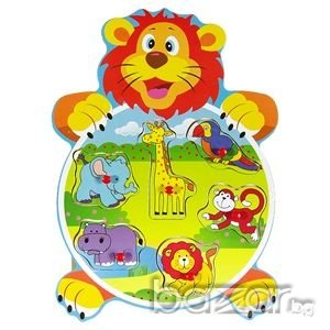 Дървен образователен пъзел с животни, снимка 1