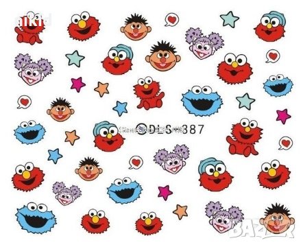 dls-387 Улица Сезам Бисквитено чудовище Muppet Cookie татос ваденки слайдер водни стикери за нокти