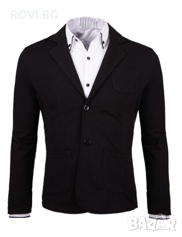 Мъжко черно елегантно памучно сако, снимка 2 - Сака - 21550946