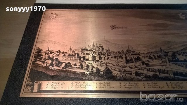Fortzheim-картина 45/30см-мед/кожа/дърво-внос швеицария, снимка 4 - Антикварни и старинни предмети - 15070453
