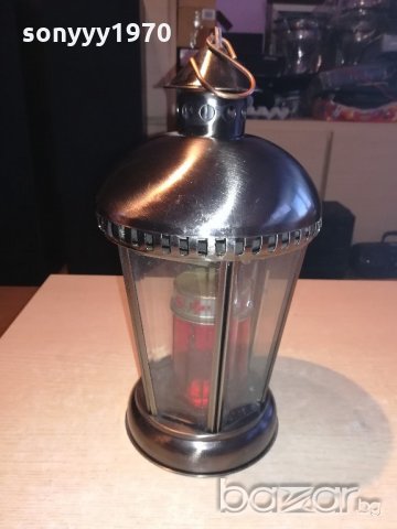 иноксов фенер с стъкла-за свещ-внос холандия-34х19см, снимка 4 - Колекции - 20893381