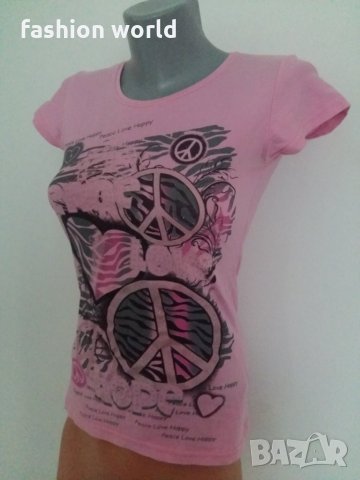Дамска розова тениска, снимка 1 - Тениски - 24569146