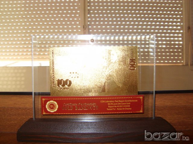 Банкноти сувенири 100 лева златни банкноти със сертификат, снимка 2 - Подаръци за рожден ден - 7622650
