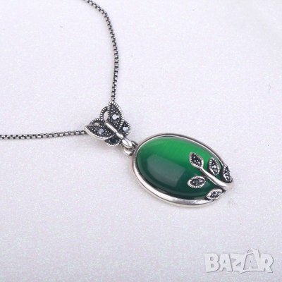 Колие, медальон огърлица, изумруд, снимка 3 - Колиета, медальони, синджири - 25201167