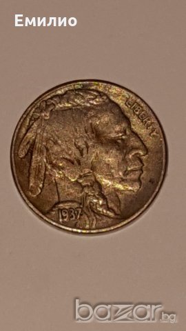 US BUFFALO NICKEL 1937-S, снимка 1