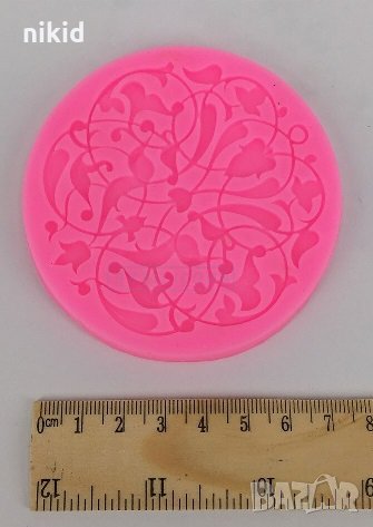 Засукани стръкове в кръгла дантела силиконов молд форма за украса гъмпейст фондан декор 