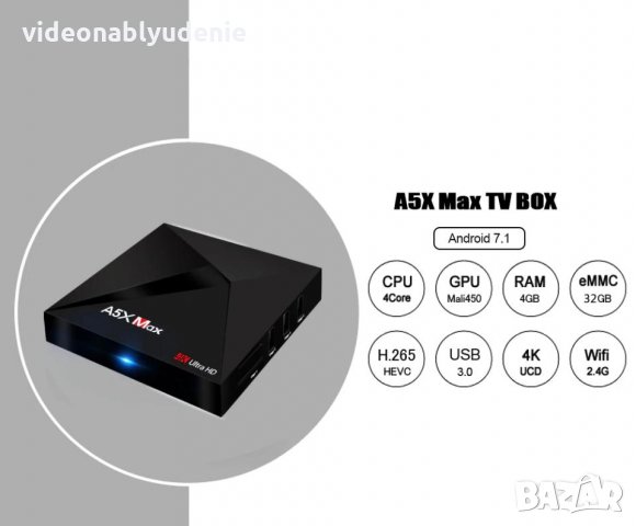 A5X Max 4GB RAM 32GB ROM Android 8.1 RK3328 WiFi 1GBLAN BT4 VP9 H.265 HDR10 3D 4K Mедиа Плеър TV Box, снимка 12 - Плейъри, домашно кино, прожектори - 20718225