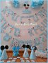 Украса за двоен праник детски рожден ден и кръщене с Мики Маус, снимка 3