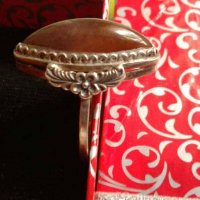 Стар руски  сребърен пръстен с естествен камък ахат