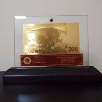 Банкноти сувенири - 200 евро златни със сертификат идеални за подаръци , снимка 1 - Нумизматика и бонистика - 6942544
