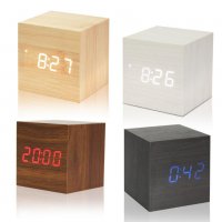 LED дървен часовник куб- Wooden Clockх, снимка 1 - Други стоки за дома - 25197460