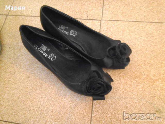 Елегантни черни обувки на ниска платформа, снимка 1