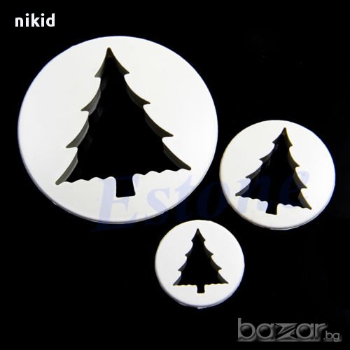 3 бр елха елхи Форма форми резец РЕЗЦИ за фондан сладки и соленки тесто меденки, снимка 1