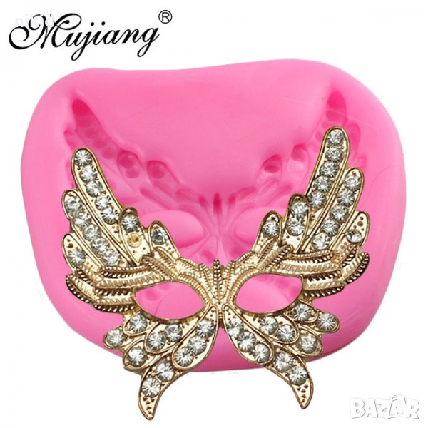 Красива Маска Домино разперена силиконов молд форма за декорация и украса торта фондан шоколад тесто, снимка 1