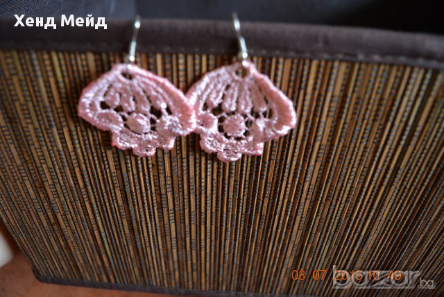 ръчно изработени обеци от дантела, снимка 3 - Обеци - 11173558