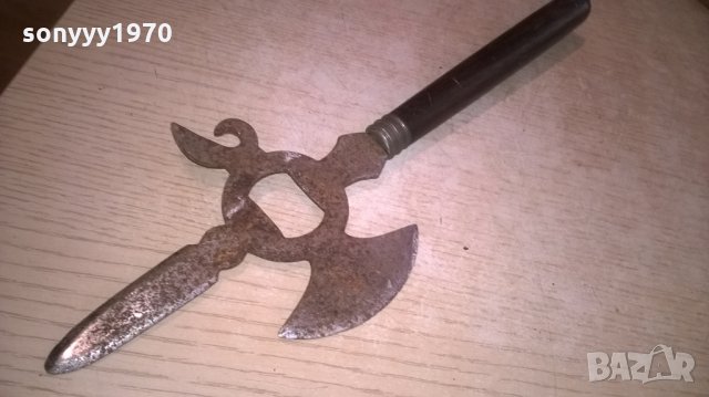 нож-32х11см-интересен метален с дървена дръжка-внос франция, снимка 1 - Колекции - 26193552