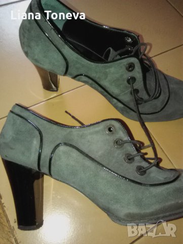 обувки набук тьмносиви, снимка 2 - Дамски обувки на ток - 25212043