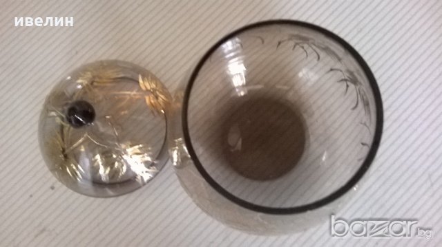 стъклен съд, захарница, снимка 3 - Антикварни и старинни предмети - 18344181