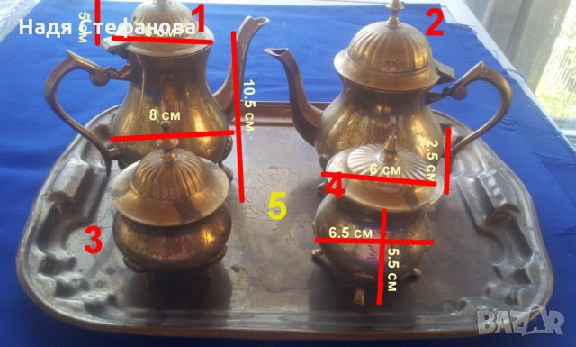 Две канички за кафе, две захарнички и тавичка, снимка 1