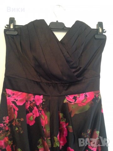 Черна рокля на цветя, снимка 3 - Рокли - 22775391