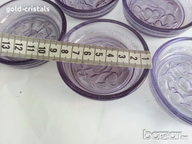 Стъклени лилави чинийки купички, снимка 3 - Антикварни и старинни предмети - 20291778
