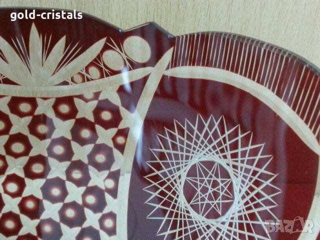  кристална купа цветен червен кристал, снимка 3 - Антикварни и старинни предмети - 25655524