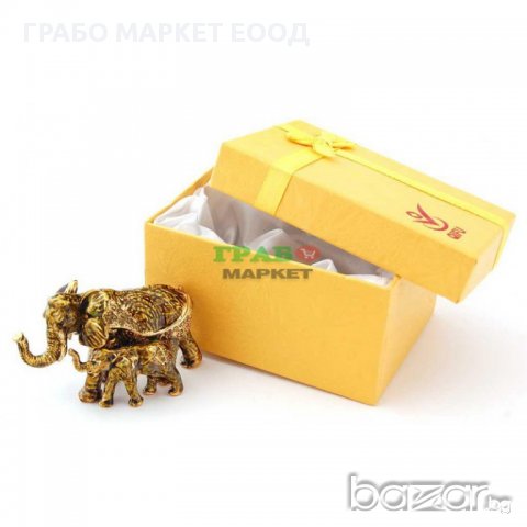 Декоративна метална кутийка за бижута във формата на слон с малко слонче - фаберже, снимка 3 - Декорация за дома - 15764014