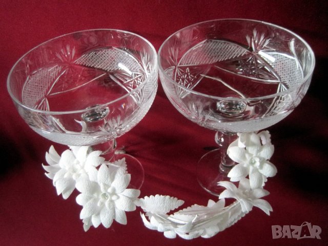 Обредни чаши за сватба, кристални ритуални бокали за младоженци, снимка 3 - Чаши - 21789255