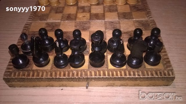 стар шах 17х17см-дървен, снимка 5 - Колекции - 19547537
