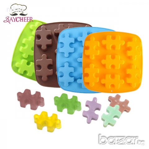 7 3D пъзел части силиконов молд форма фондан гипс шоколад бонбони желе