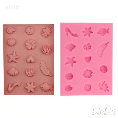 Морски риба звезда мида рапан перо обувка роза и др силиконов молд форма декорация торта фондан 