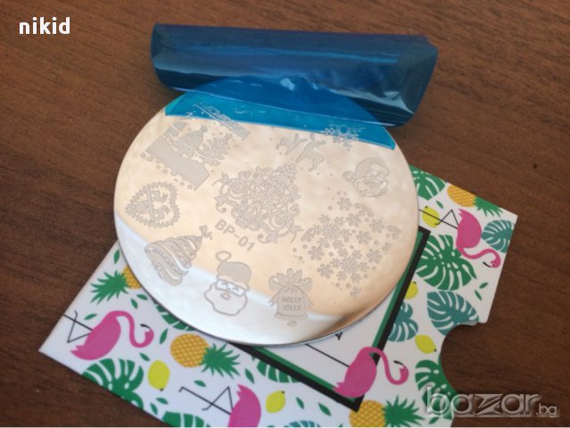 кръгъл Шаблон Коледен Новогодишен за щампа печати за нокти плочка оригинал BORN PRETTY BP-01, снимка 2 - Продукти за маникюр - 16353369