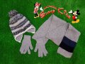 Шапка, шал и ръкавици