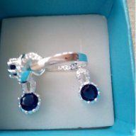 Сребърен пръстен и обеци със син Цирконий Проба 925, код 0502, снимка 3 - Бижутерийни комплекти - 11206604