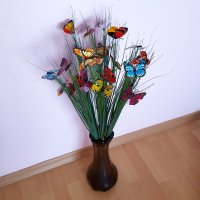786 Изкуствен букет висока тревичка с пеперуди за декорация и аранжиране 76см, снимка 3 - Изкуствени цветя - 24480216