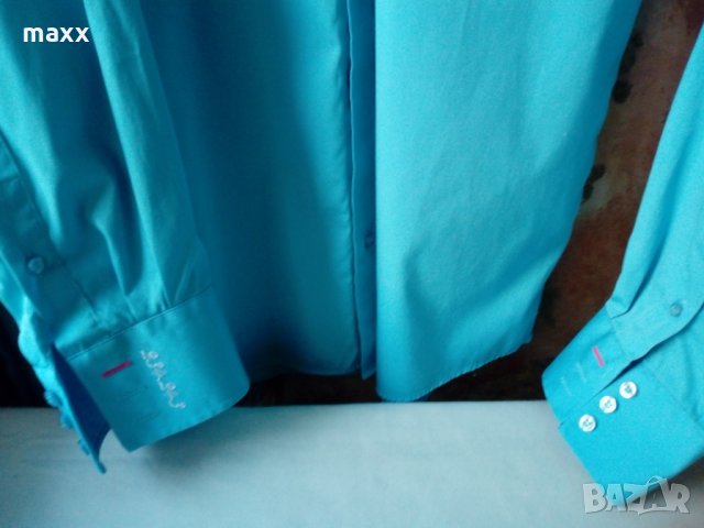 Синя риза Moods of Norway с бродерия на ръкавите , снимка 3 - Ризи - 24445926