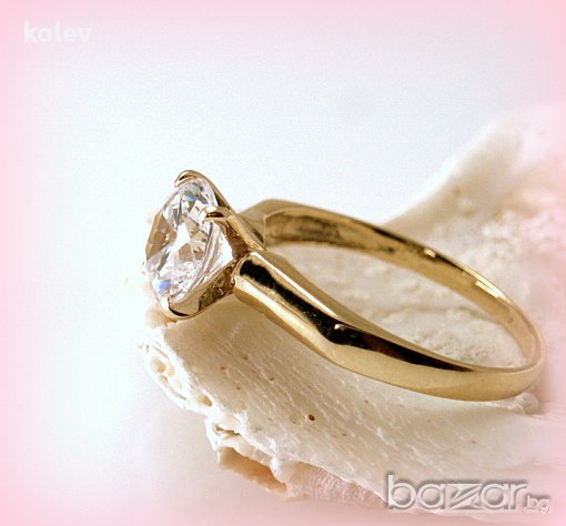 Златен пръстен ГОДЕЖЕН с цирконий 2.11 грама, размер 55, снимка 5 - Пръстени - 17205634