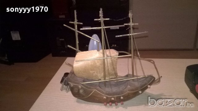 нощна лампа-ретро колекция-мед/месинг/дърво-25х25х9см, снимка 6 - Антикварни и старинни предмети - 19342973