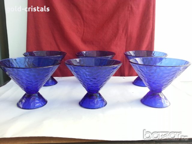 чаши купи кобалтово синьо стъкло, снимка 2 - Антикварни и старинни предмети - 20529394