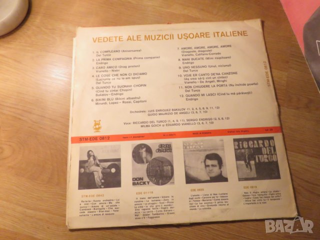 Грамофонна плоча - Vedete Ale Muzicii- италианска музика  - изд.80те години., снимка 2 - Грамофонни плочи - 24339496