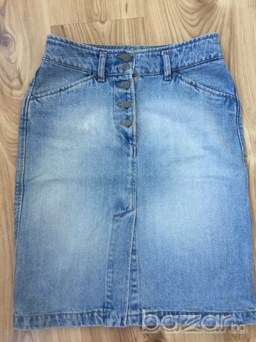 Дамска дънкова пола RIFLE оригинал, size 26 (XS,S), 100%памук, св. синя, НОВА, снимка 5 - Поли - 17753809