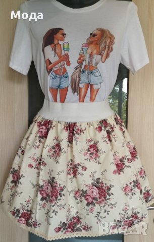 ПОЛА С ЛАСТИК ПРИНТ ПО ВАШИ РАЗМЕРИ  (висока талия ) НОВА, снимка 6 - Поли - 25159237