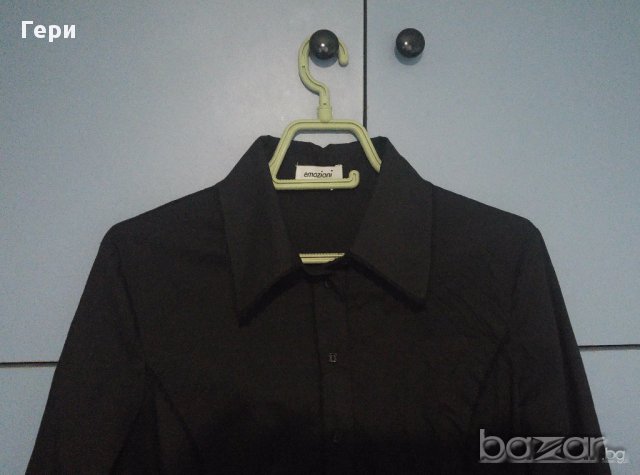 Черна риза с дълъг ръкав, снимка 2 - Ризи - 16866954