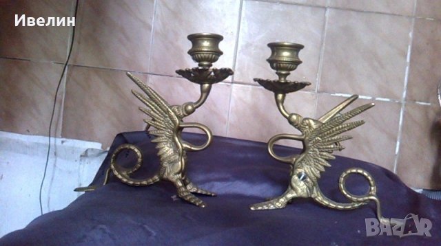 два барокови свещника от бронз, снимка 1 - Антикварни и старинни предмети - 25173958