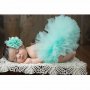 светло синя туту пола пачка поличка и лента с пандела за глава за бебе фотосесия фото декор, снимка 1 - Бебешки рокли - 17043634