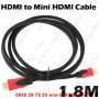 mini HDMI - HDMI кабел 1.8M 1080P V1.4, снимка 3