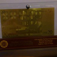 Сувенири 20 златни евро банкноти в стъклена поставка и масивно дърво + Сертификат, снимка 3 - Нумизматика и бонистика - 8660413