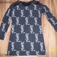 дамска блузка-туника с кожени ръкави на YSL реплика-размер- М-Л - ХЛ, снимка 5 - Туники - 9218715
